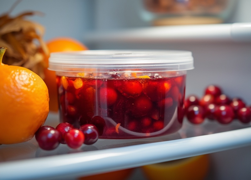 2_Bowl of cranberry orange relish showcasing preparation and storage tips.