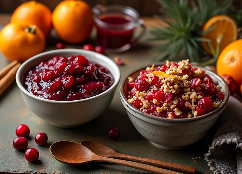 2_Close-up of cranberry relish and sauce, showcasing ingredients like cranberries and orange juice.