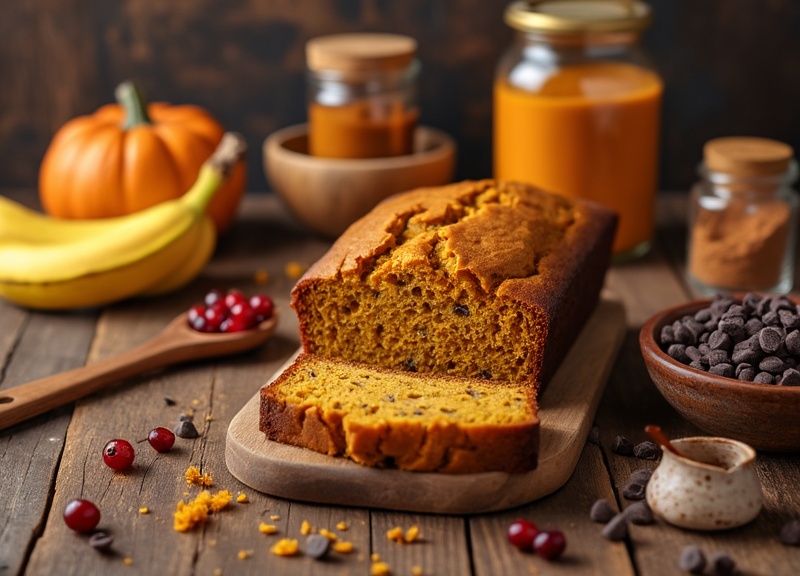 2_Loaf of moist pumpkin banana bread with heartwarming autumn flavors.