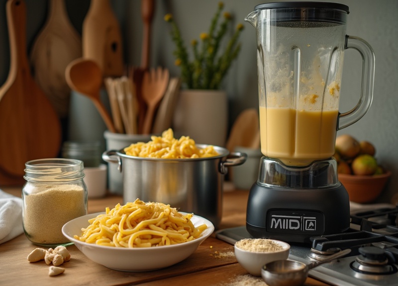 2_Delicious vegan mac and cheese with elbow macaroni, nutritional yeast, and almond milk.