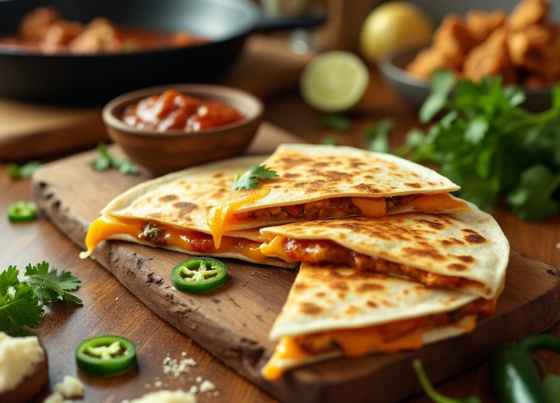 1_Mouthwatering BBQ Chicken Quesadillas with cheese and cilantro.