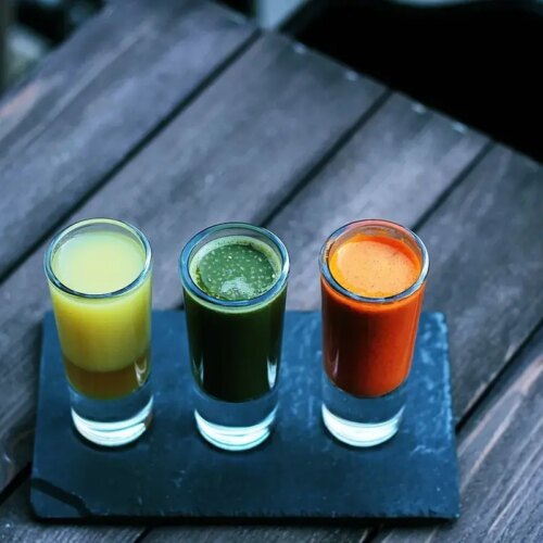 Three colorful smoothies perfect for adding Ashwagandha powder.